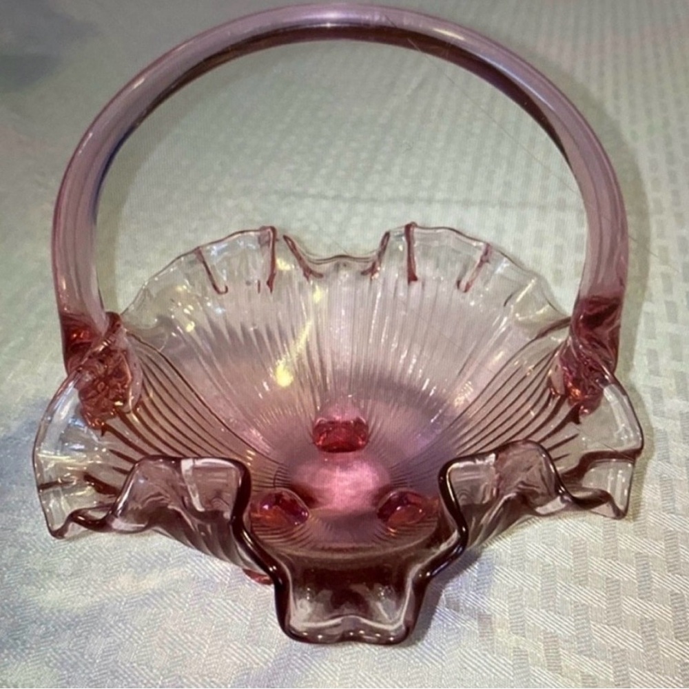 Elegant Emethyst 1970’s Glass Basket